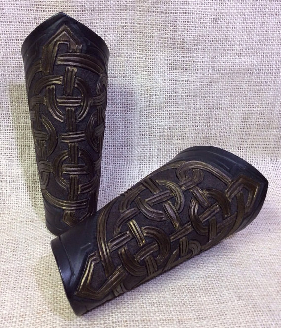 Hand Tooled Celtic Square Knotwork Bracers